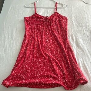 Red with white flowers sundress